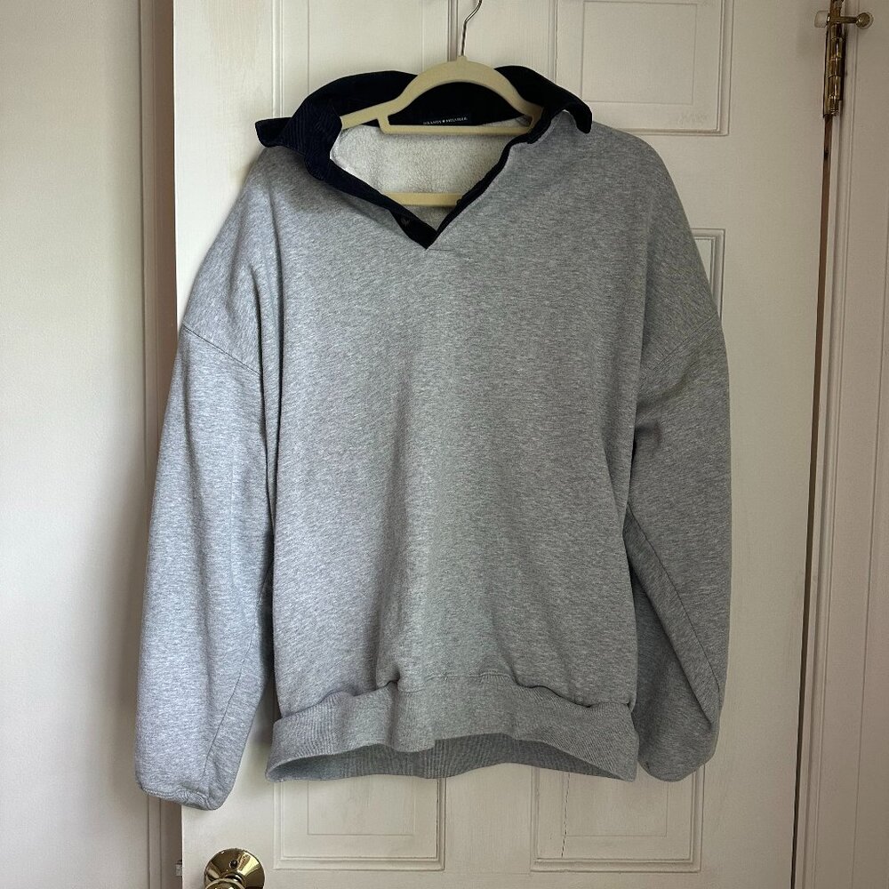 brandy melville grey collared sweatshirt